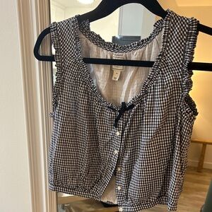 GAPxDOEN Black and White Gingham Sleeveless Top